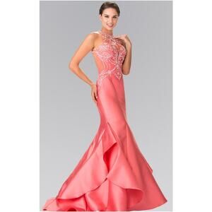 Elizabeth K GL2357 Evening Gown Dress Women M Orange Ruffle Formal Elegant NWT